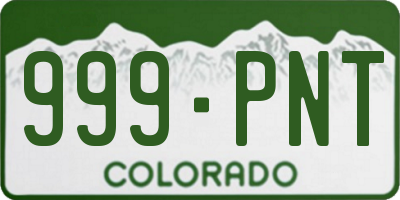 CO license plate 999PNT