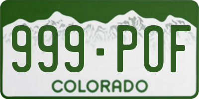CO license plate 999POF