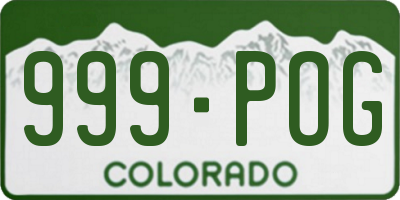 CO license plate 999POG