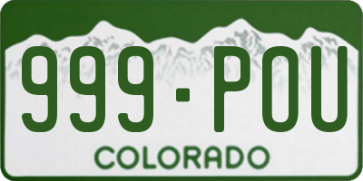 CO license plate 999POU
