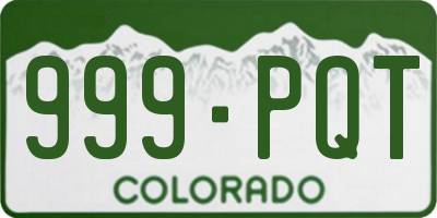 CO license plate 999PQT