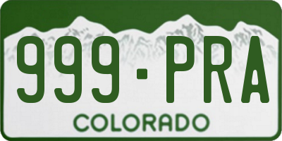 CO license plate 999PRA