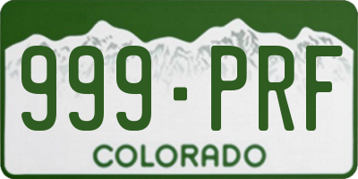 CO license plate 999PRF