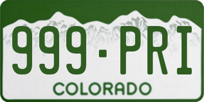 CO license plate 999PRI