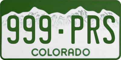 CO license plate 999PRS
