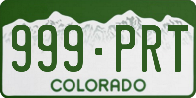 CO license plate 999PRT