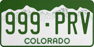 CO license plate 999PRV