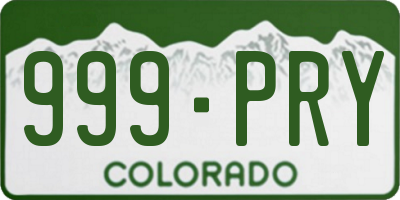 CO license plate 999PRY
