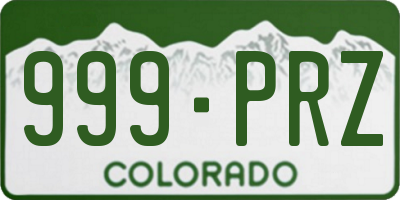 CO license plate 999PRZ