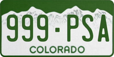 CO license plate 999PSA