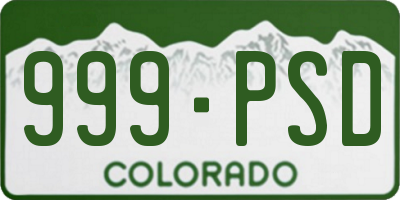CO license plate 999PSD