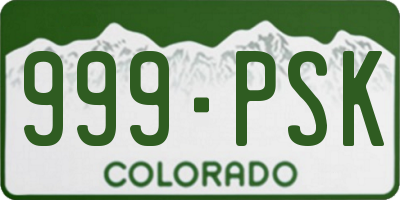 CO license plate 999PSK