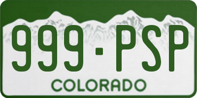 CO license plate 999PSP