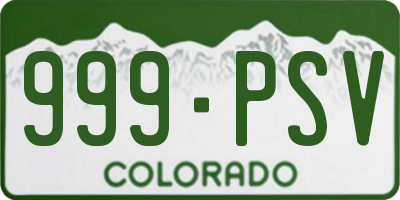 CO license plate 999PSV
