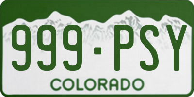 CO license plate 999PSY