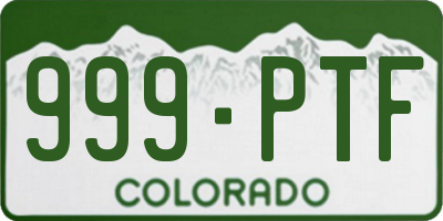CO license plate 999PTF