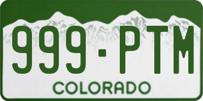 CO license plate 999PTM
