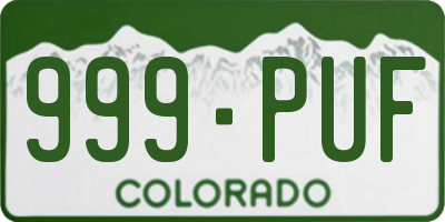 CO license plate 999PUF