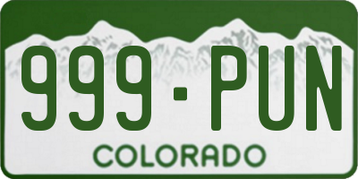 CO license plate 999PUN