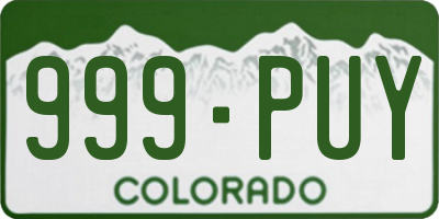 CO license plate 999PUY