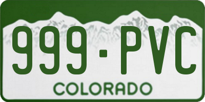 CO license plate 999PVC