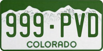 CO license plate 999PVD