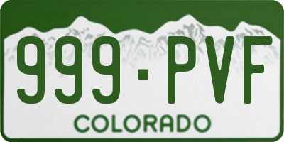 CO license plate 999PVF