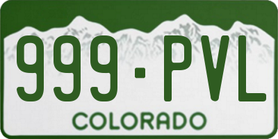 CO license plate 999PVL