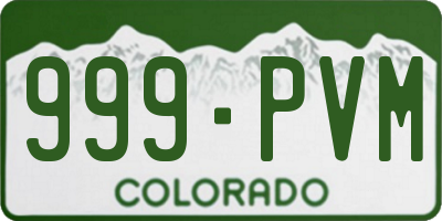 CO license plate 999PVM