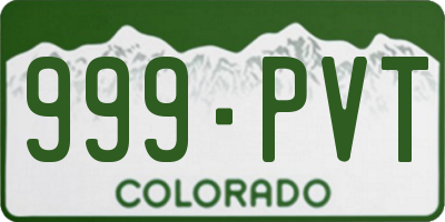 CO license plate 999PVT