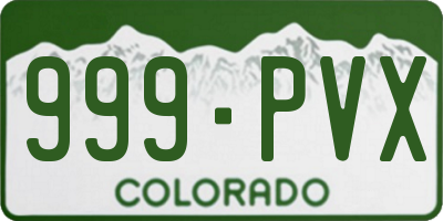 CO license plate 999PVX