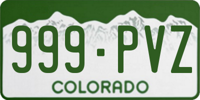 CO license plate 999PVZ