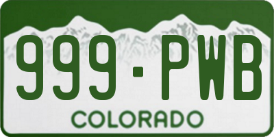 CO license plate 999PWB