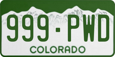 CO license plate 999PWD