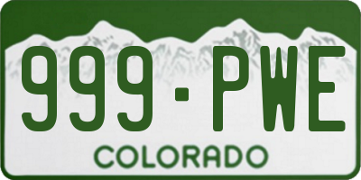 CO license plate 999PWE