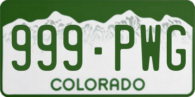 CO license plate 999PWG