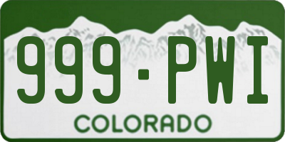 CO license plate 999PWI