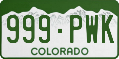 CO license plate 999PWK
