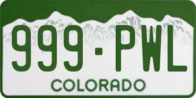 CO license plate 999PWL