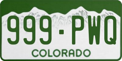 CO license plate 999PWQ