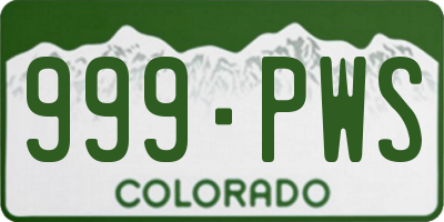 CO license plate 999PWS