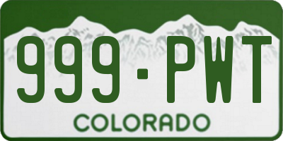 CO license plate 999PWT