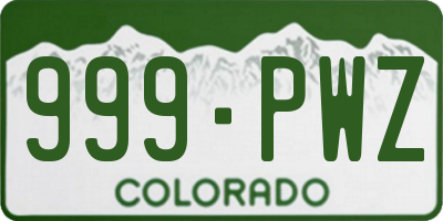 CO license plate 999PWZ