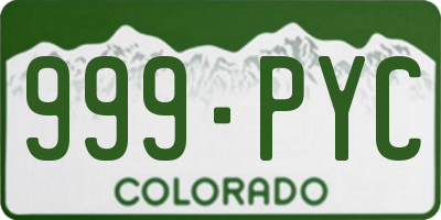 CO license plate 999PYC