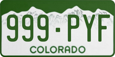 CO license plate 999PYF