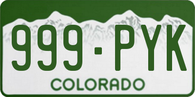 CO license plate 999PYK