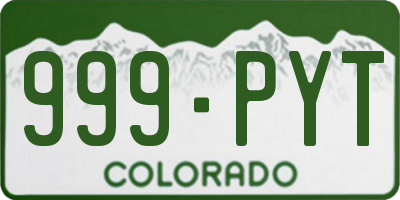 CO license plate 999PYT