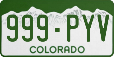 CO license plate 999PYV