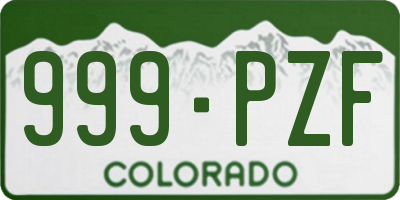 CO license plate 999PZF