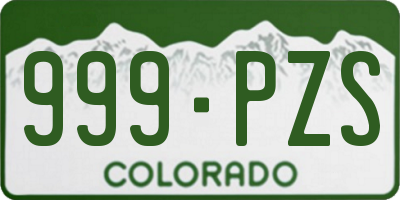 CO license plate 999PZS